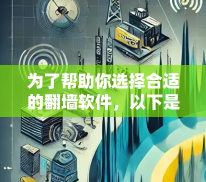 为了帮助你选择合适的翻墙软件，以下是一个分步指南