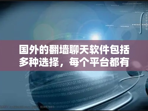 国外的翻墙聊天软件包括多种选择，每个平台都有其独特的功能和使用方法。以下是几个主要的国外翻墙聊天平台及其特点