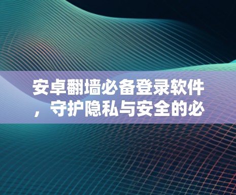 安卓翻墙必备登录软件，守护隐私与安全的必备工具